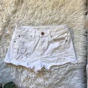american eagle white high rise shorts